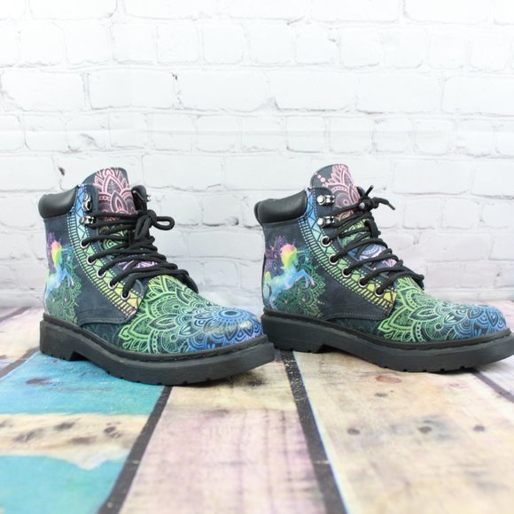 Hi-Top Black Unicorn Ankle Boots Size 7 - Picture 3 of 9